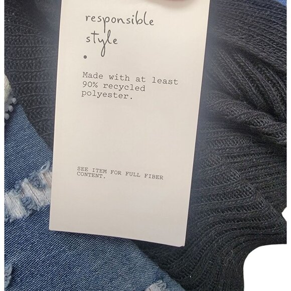 Black Ribbed Scarf Made From 90% Recycled Polyester  One Size - Picture 5 of 5